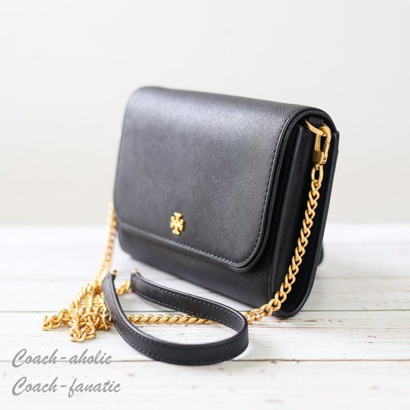 NWT Tory Burch Emerson Chain Wallet Leather Crossbody in Black - Picture 7 of 13